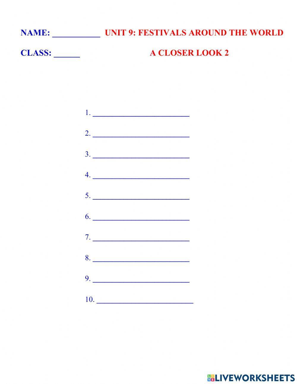 English 7 global unit 9 vocabulary a closer look 2