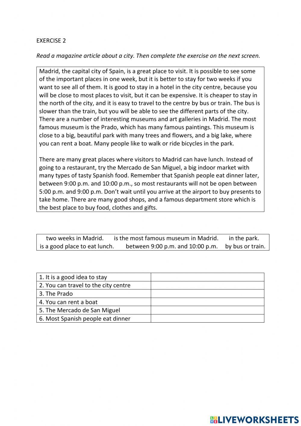 IE0, Unit 6, Reading and Writing, Exercise 2