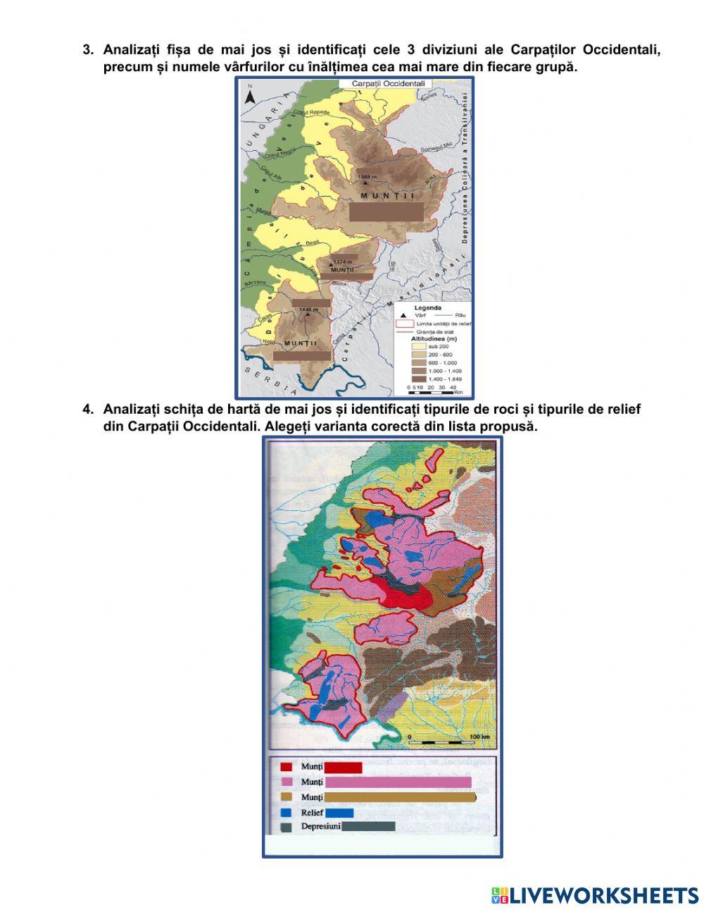 Carpații Occidentali evaluare-recapitulare