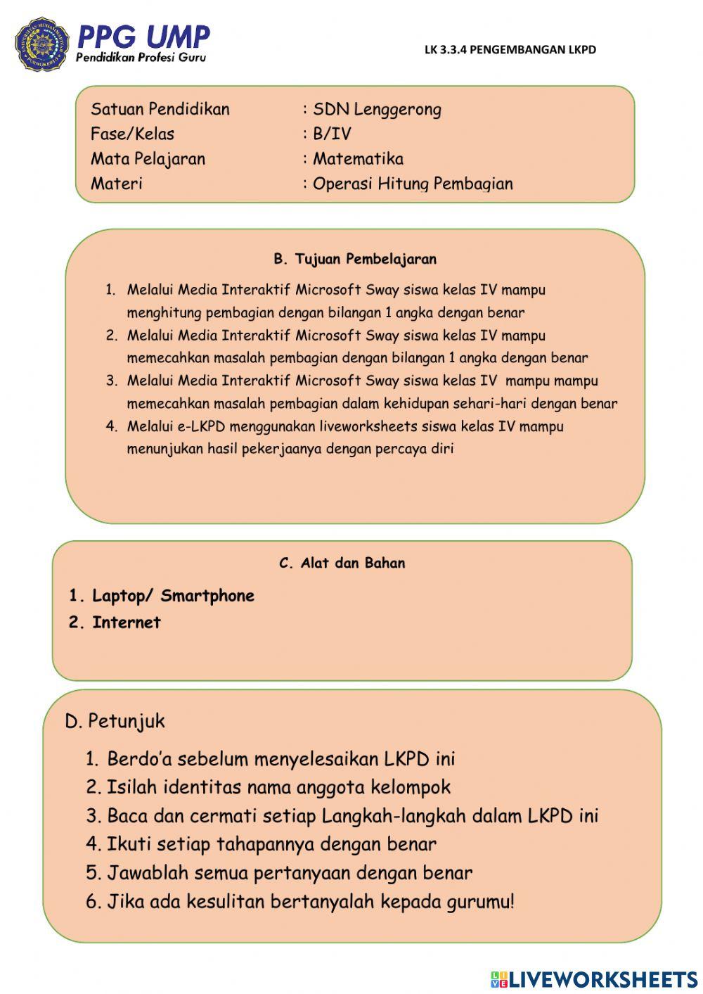 Operasi Hitung Pembagian