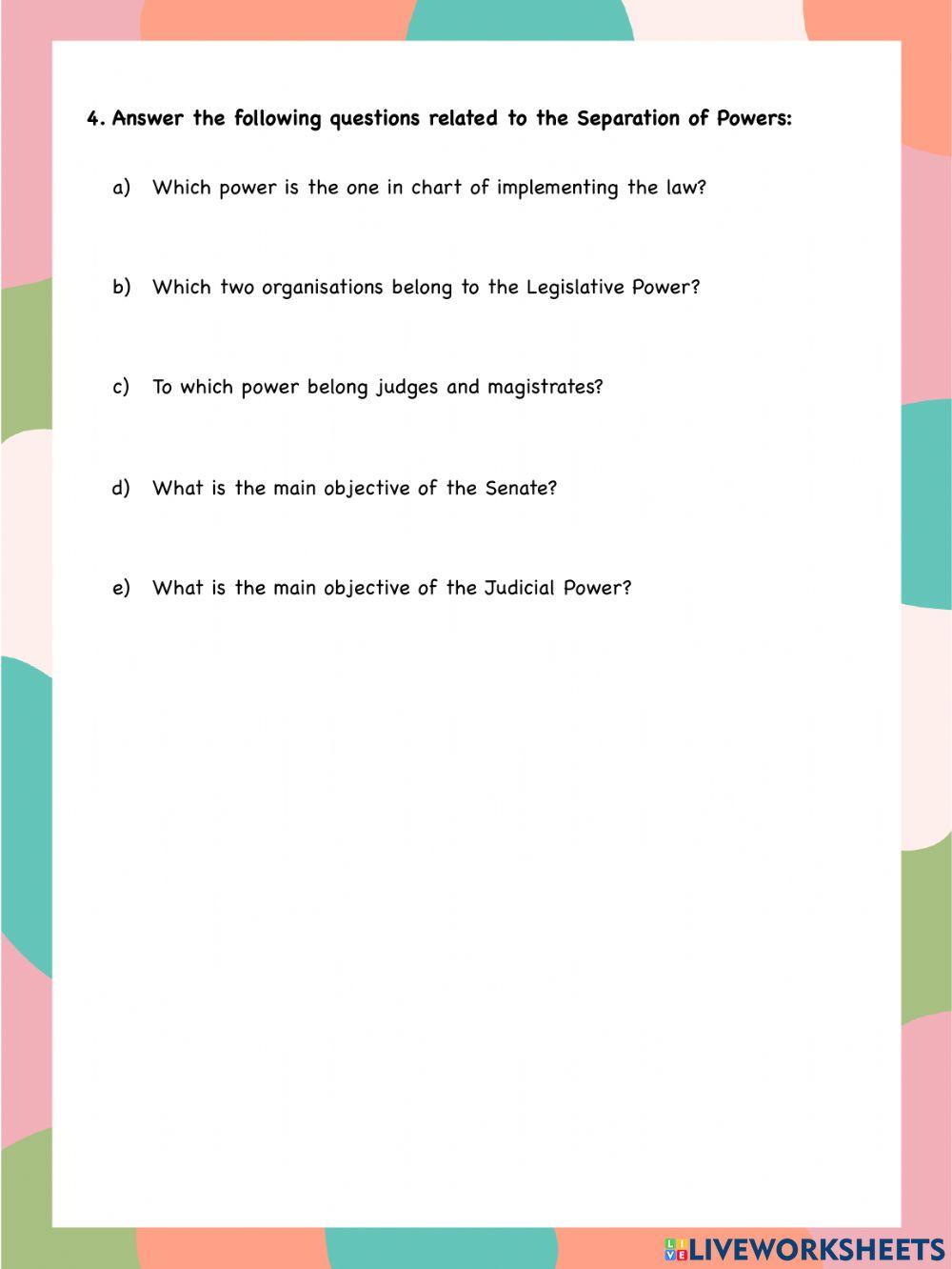 Spain (Separation of Powers and Political Organisation)