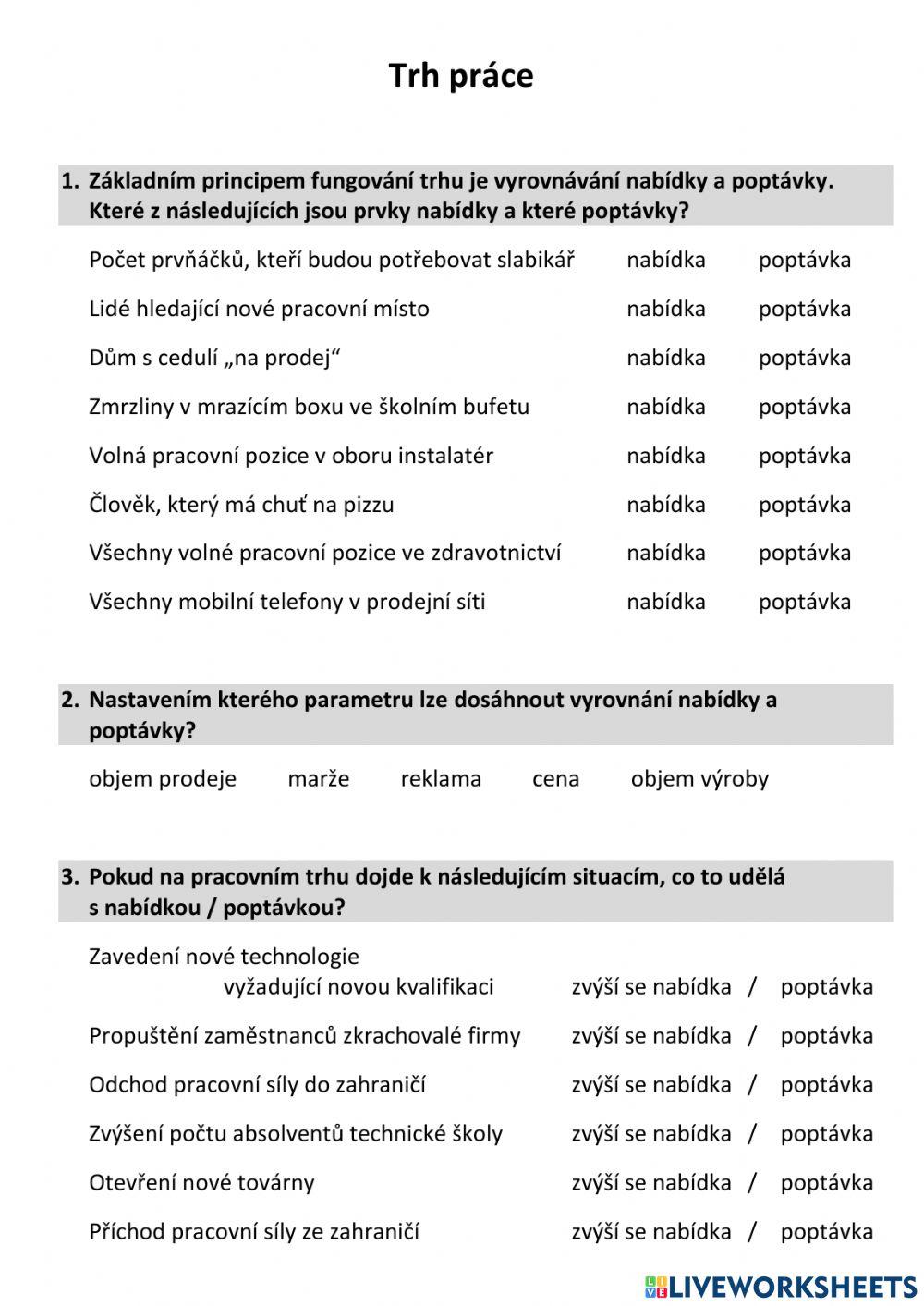 Fungování trhu, trh práce