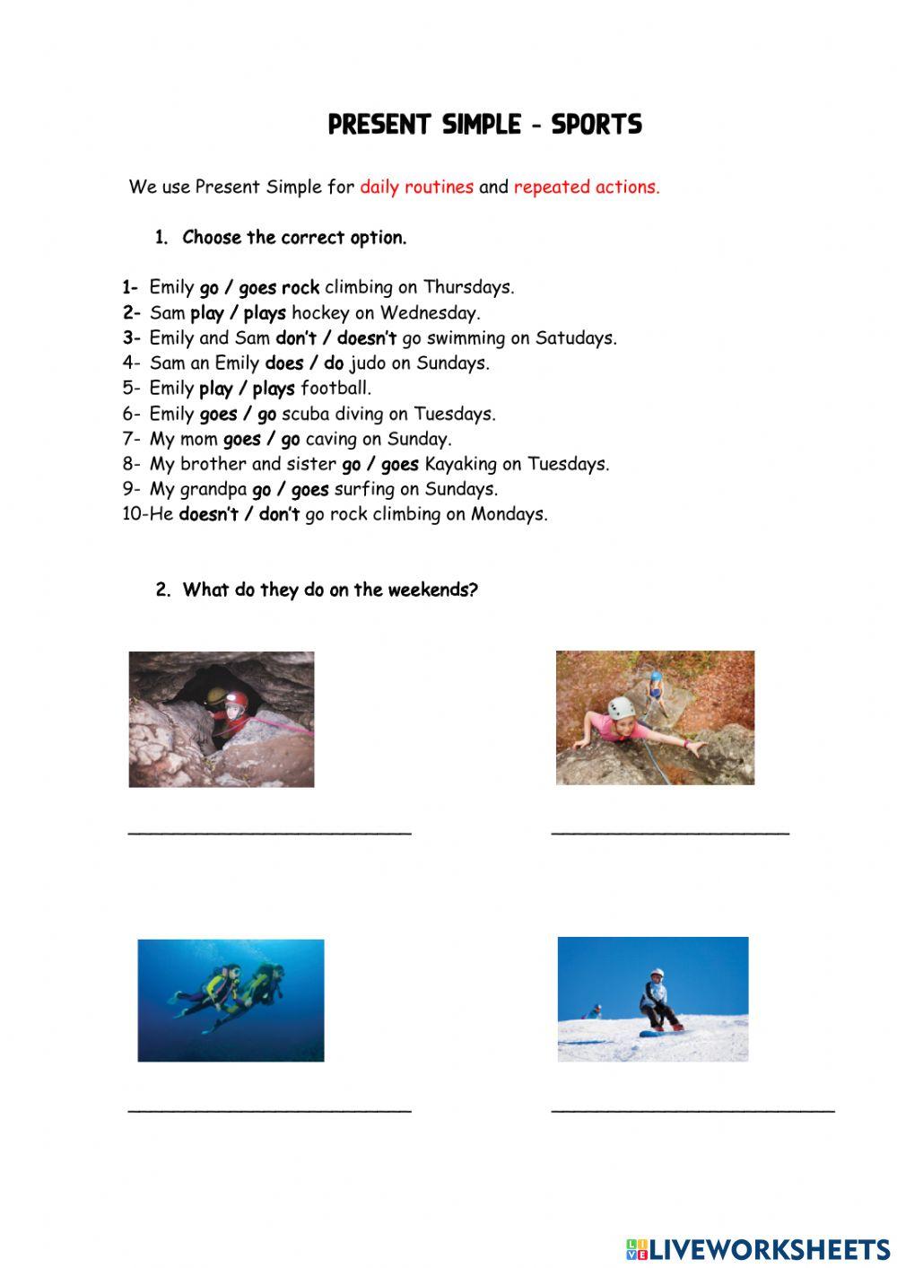 Present simple - sports