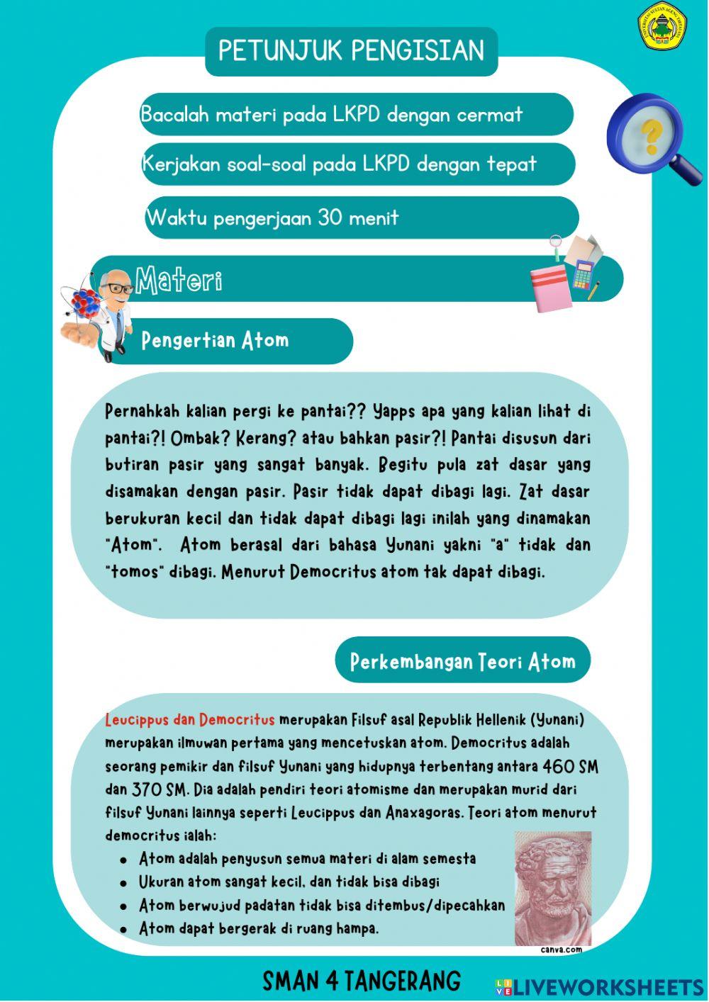 LKPD Perkembangan Teori Atom