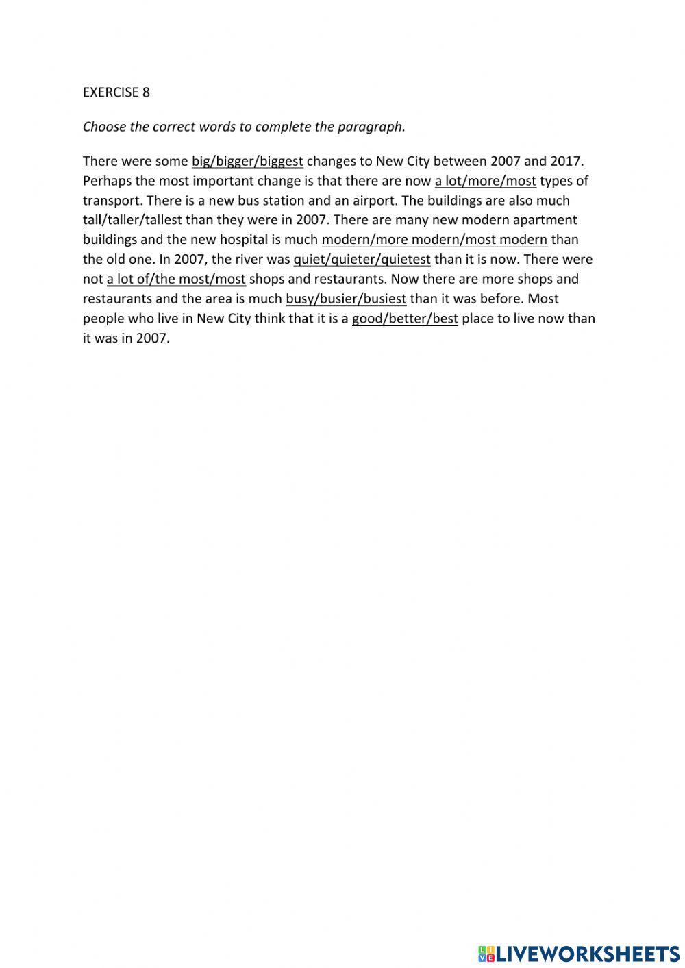 IE0, Unit 6, Reading and Writing, Exercise 8