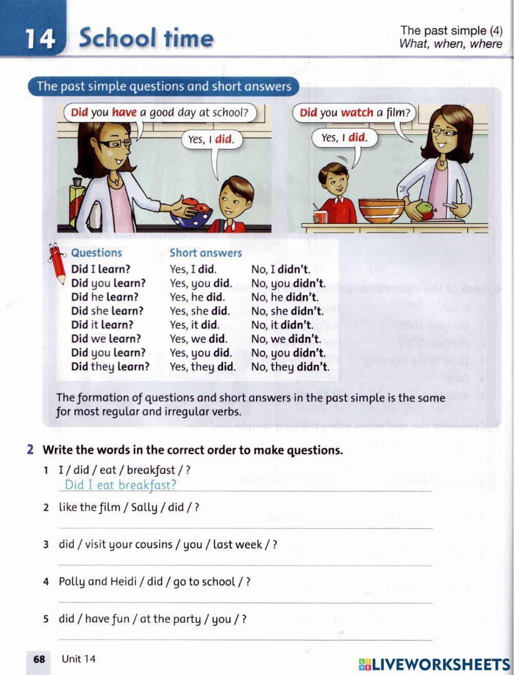 Past simple yes-no questions Past simple yes-no questions