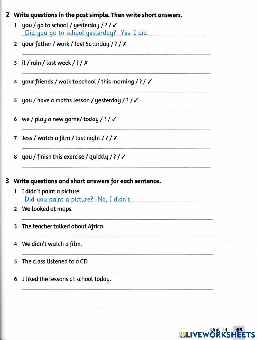 Past simple yes-no questions Past simple yes-no questions