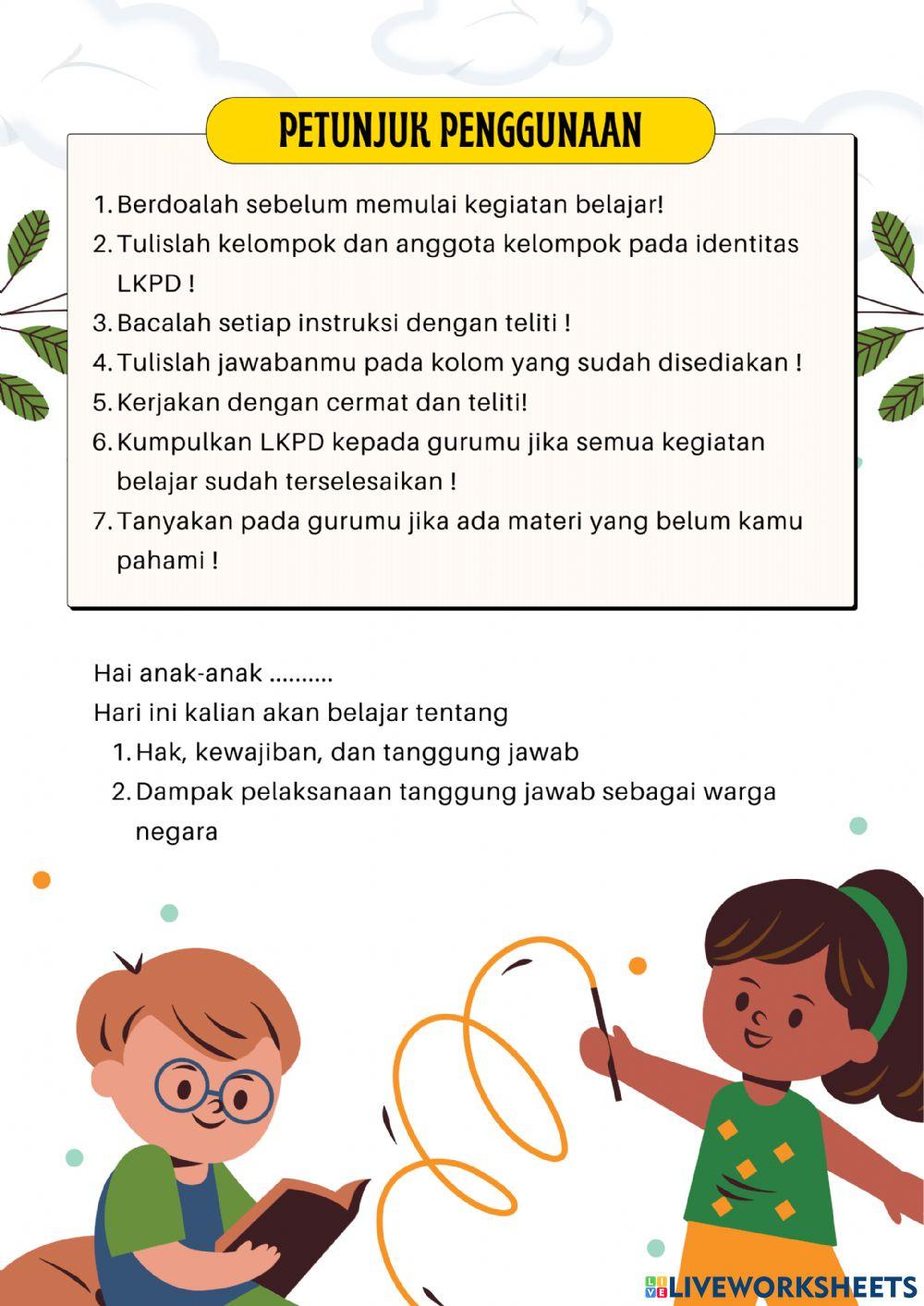 LKPD PKN Kelas VI (Hak, Kewajiban, dan Tanggung Jawab)