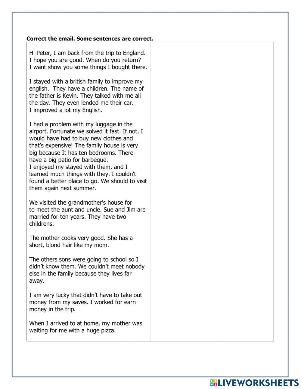 Common Errors In Esl Worksheet Live Worksheets Common Errors In Esl Worksheet Live Worksheets