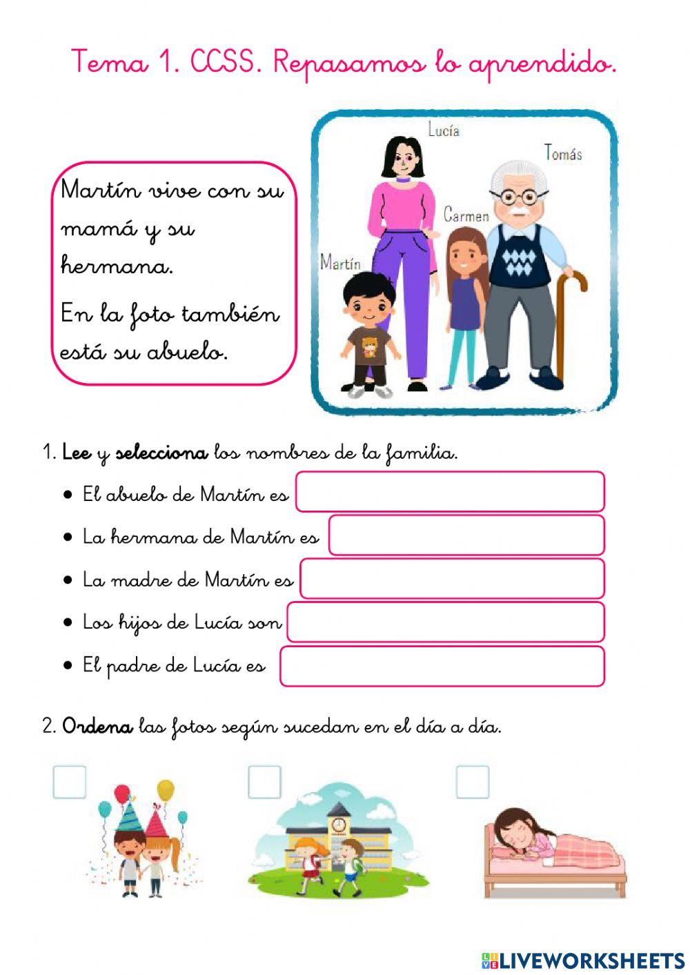 Repasamos lo aprendido Tema 1 CCSS