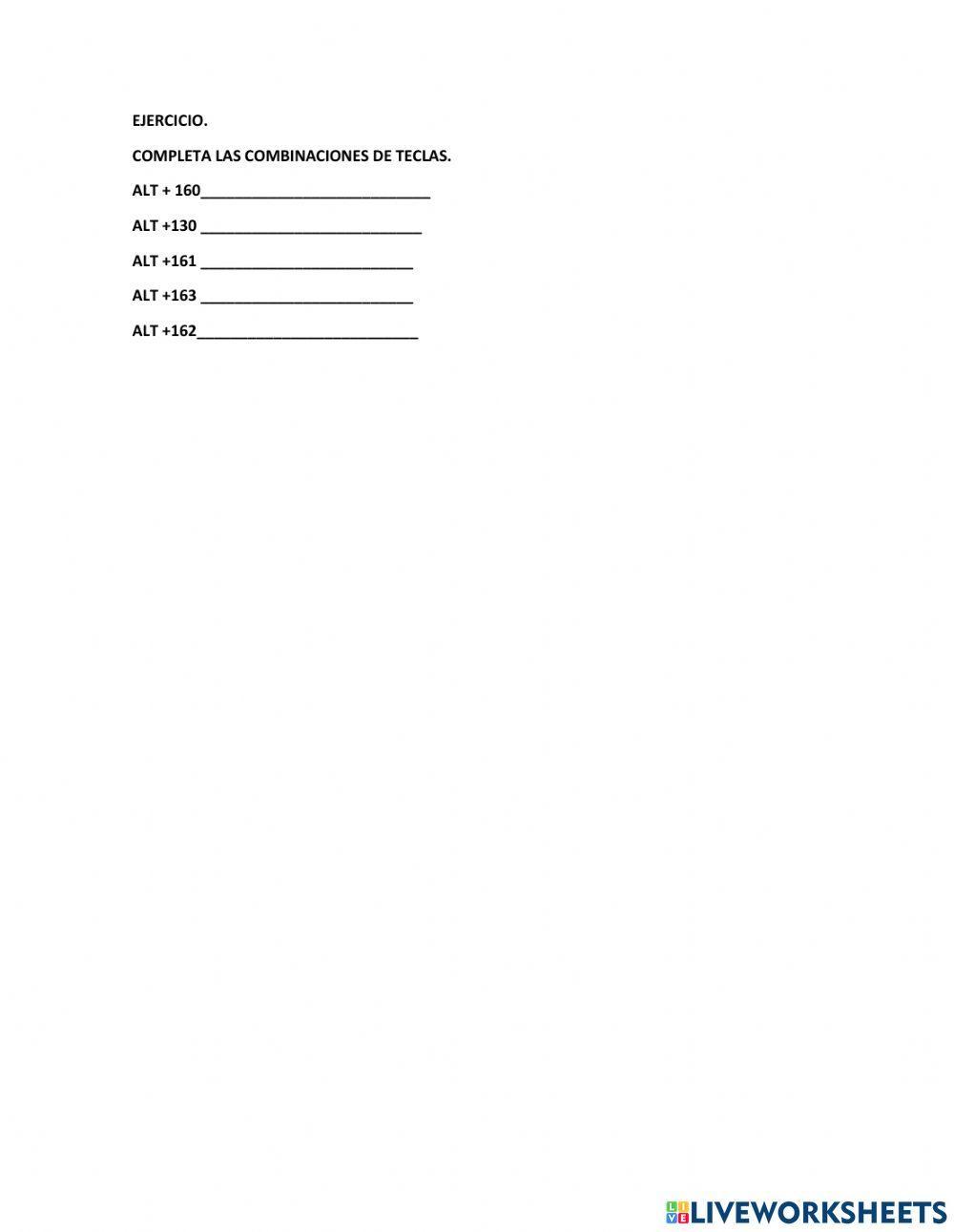 Combinaciones de teclas