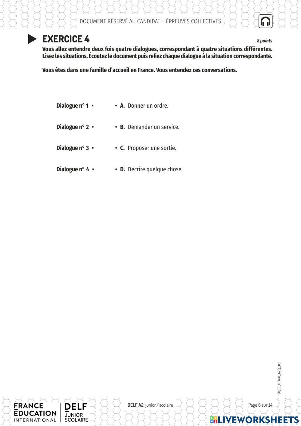 delf a2  junior scolaire