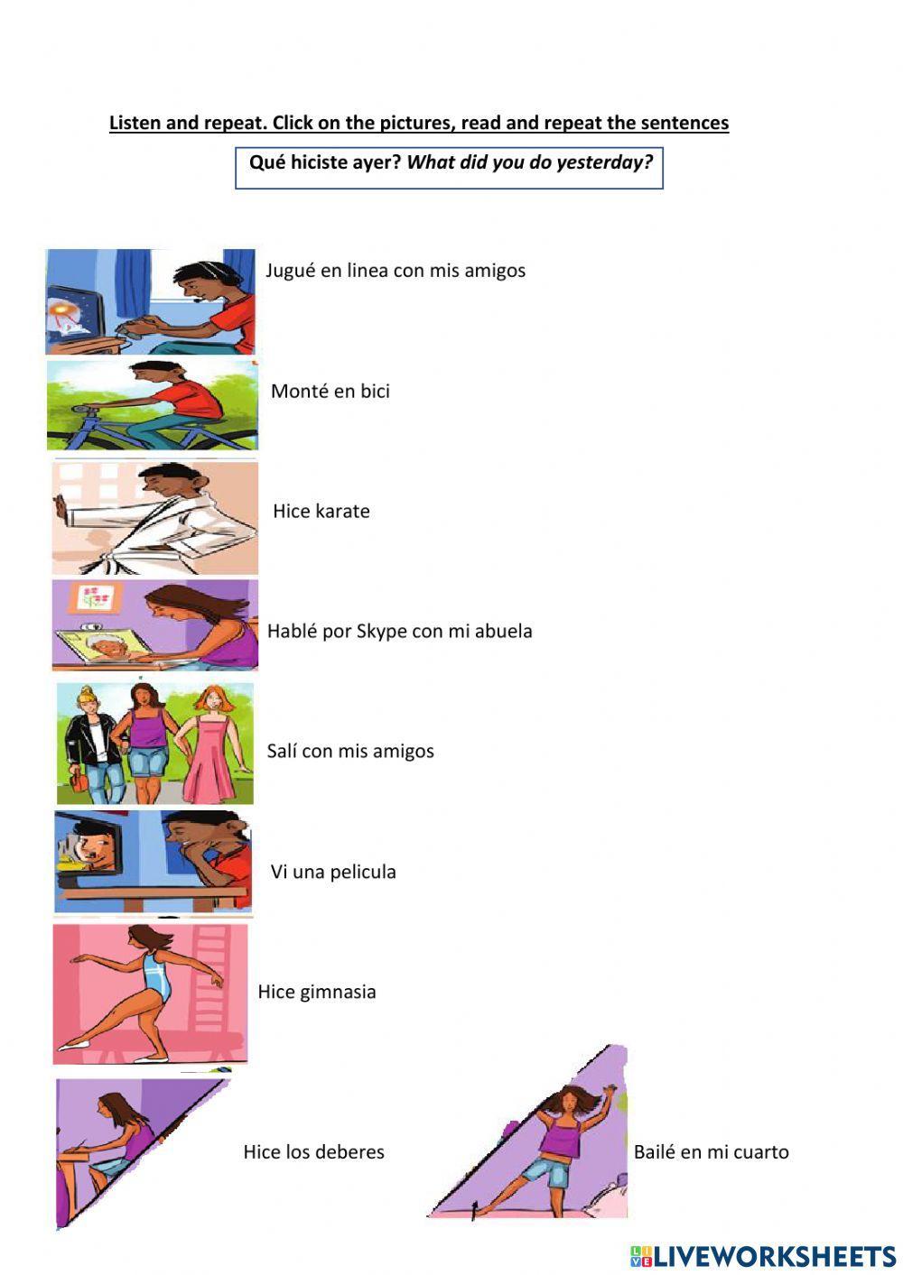 Que hiciste ayer listening practice