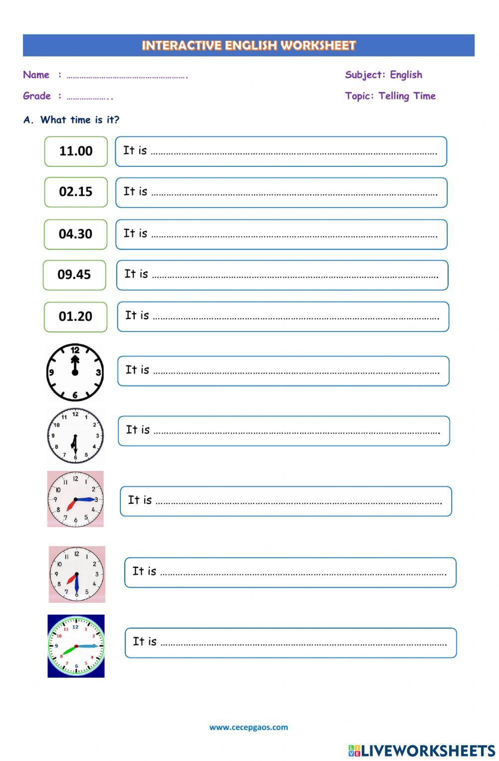 LKPD Interaktif Bahasa Inggris Tentang Telling Time