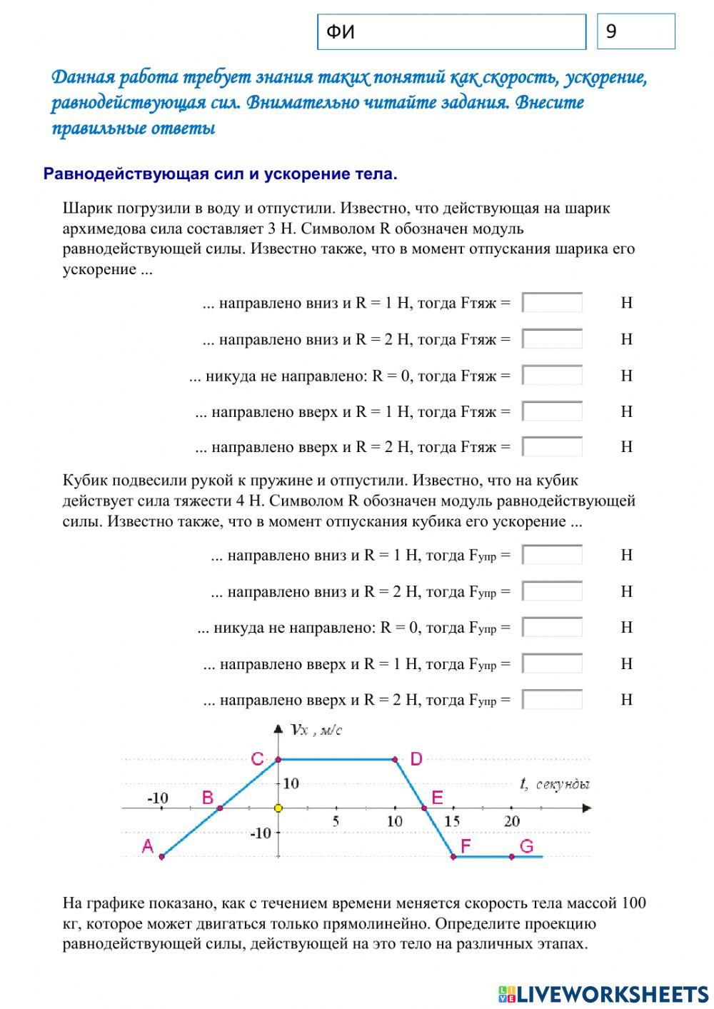 Равнодействующая сил и ускорение тела