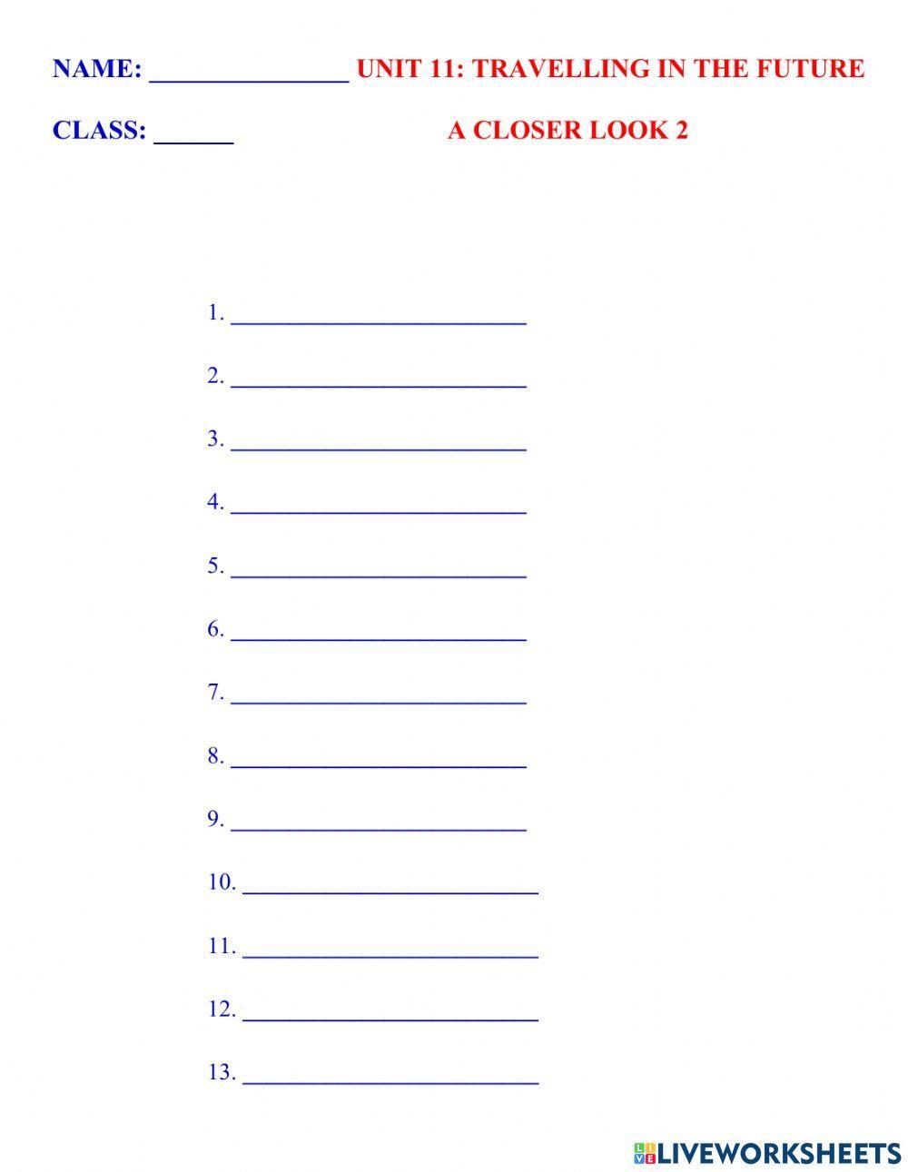 English 7 global unit 11 vocabulary a closer look 2