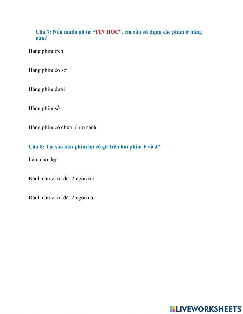 Bài tập Tin học - Lớp 3 - Tuần 10