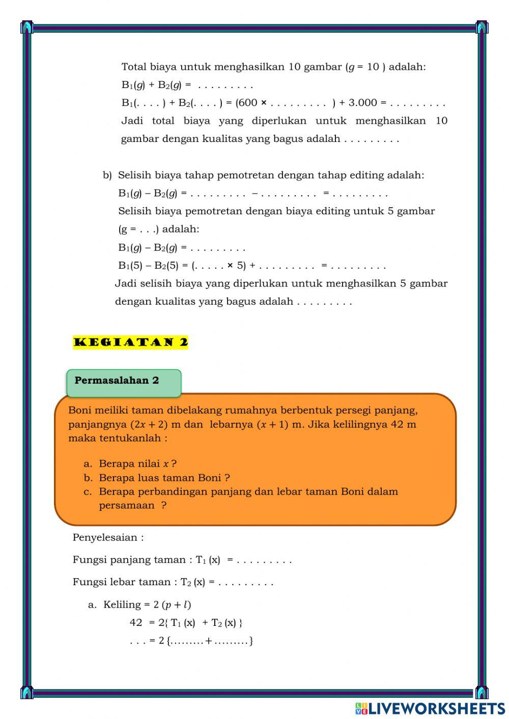 Penerapan operasi Aljabar Fungsi