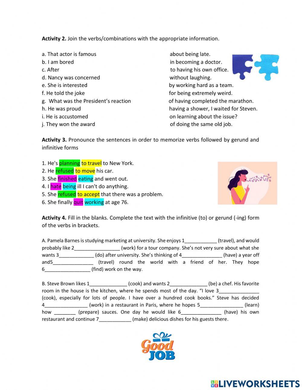 Gerund and Infinitive forms