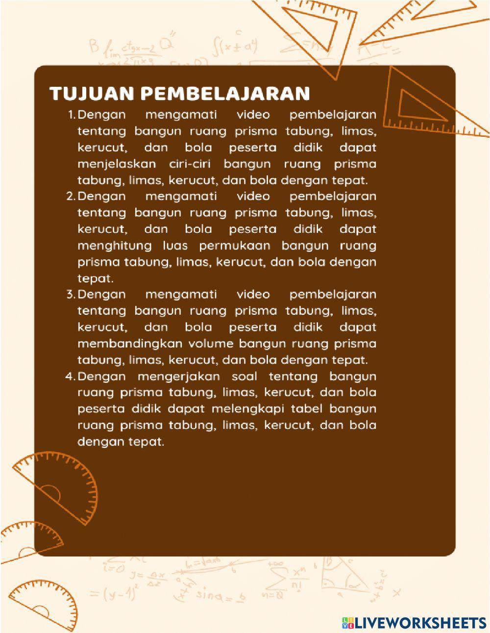 LKPD Matematika kelas VI BANGUN RUANG