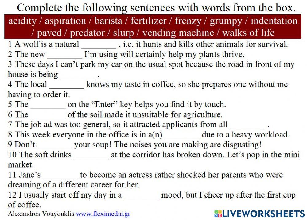 Morning coffee match the words