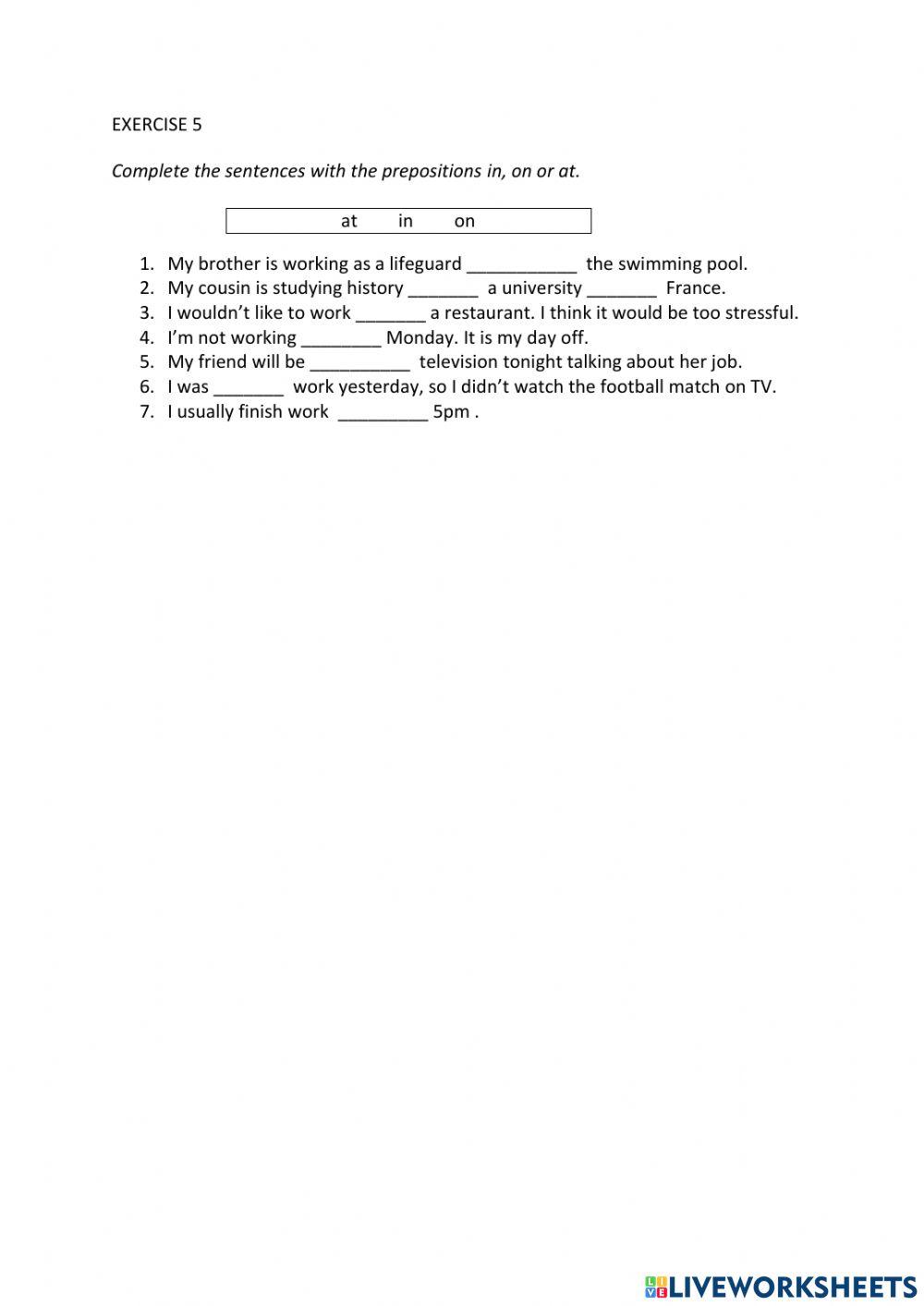 IE0, Unit 7, Grammar and Vocabulary, Exercise 5