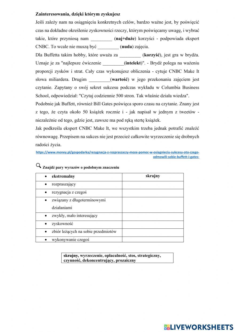 Czytanie tekstu ze zrozumieniem B1