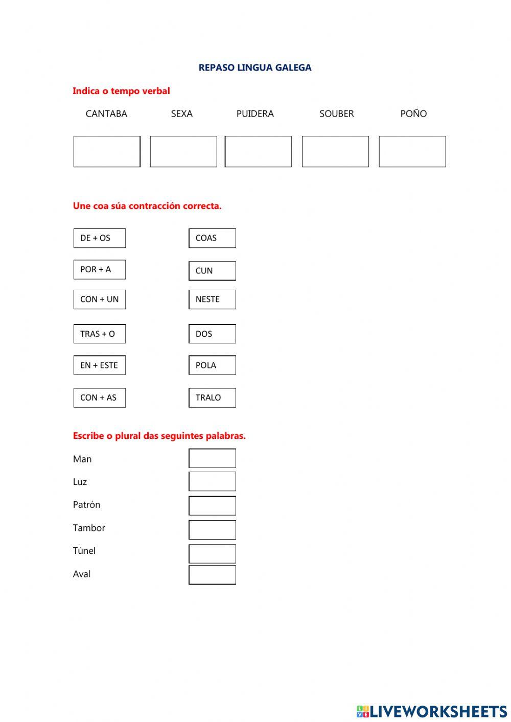Repaso lingua galega