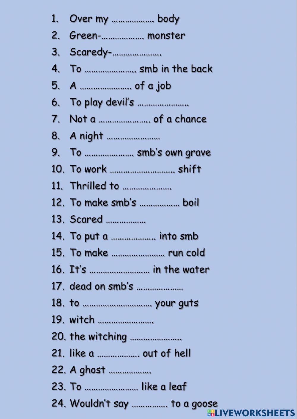 Spooky idioms (Halloween)