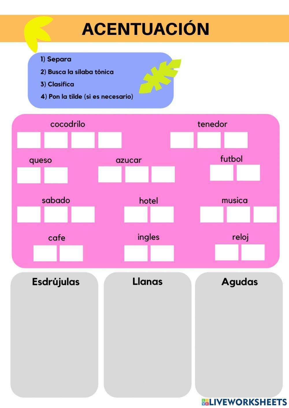 Ejercicio de acentuación