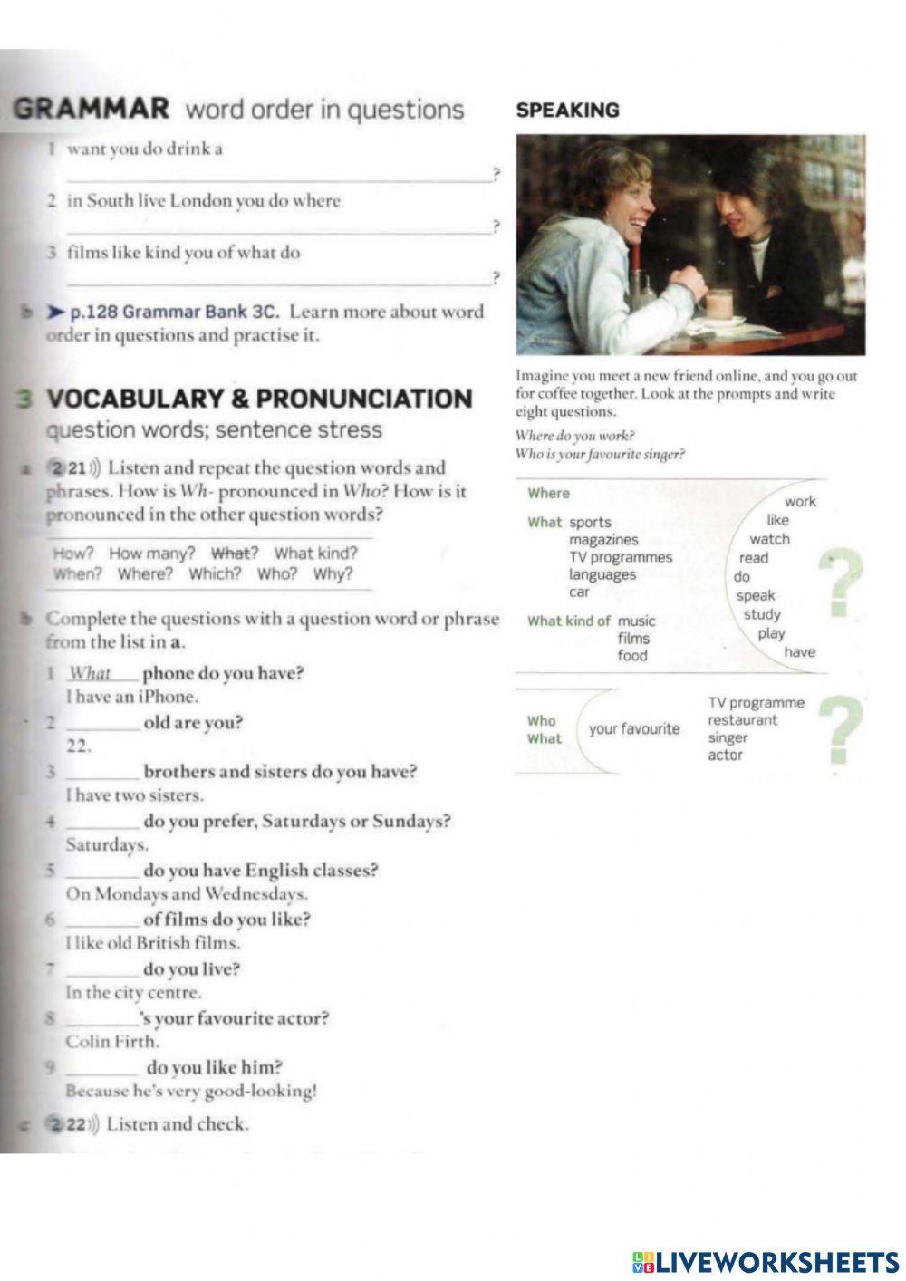 Question words interactive worksheet | Live Worksheets