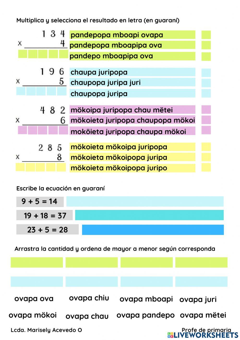 Los números en guarani