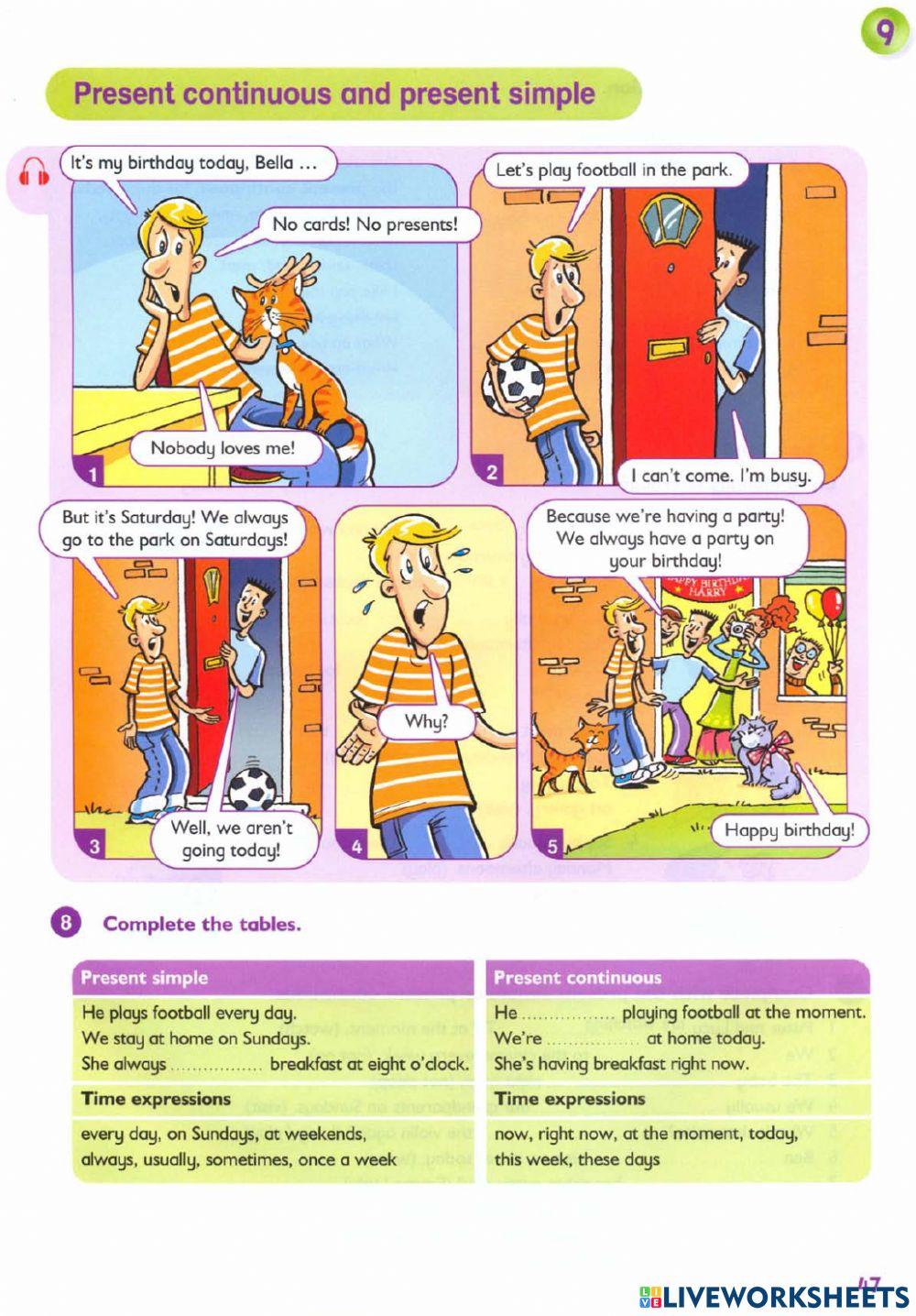 Present simple and present continuous