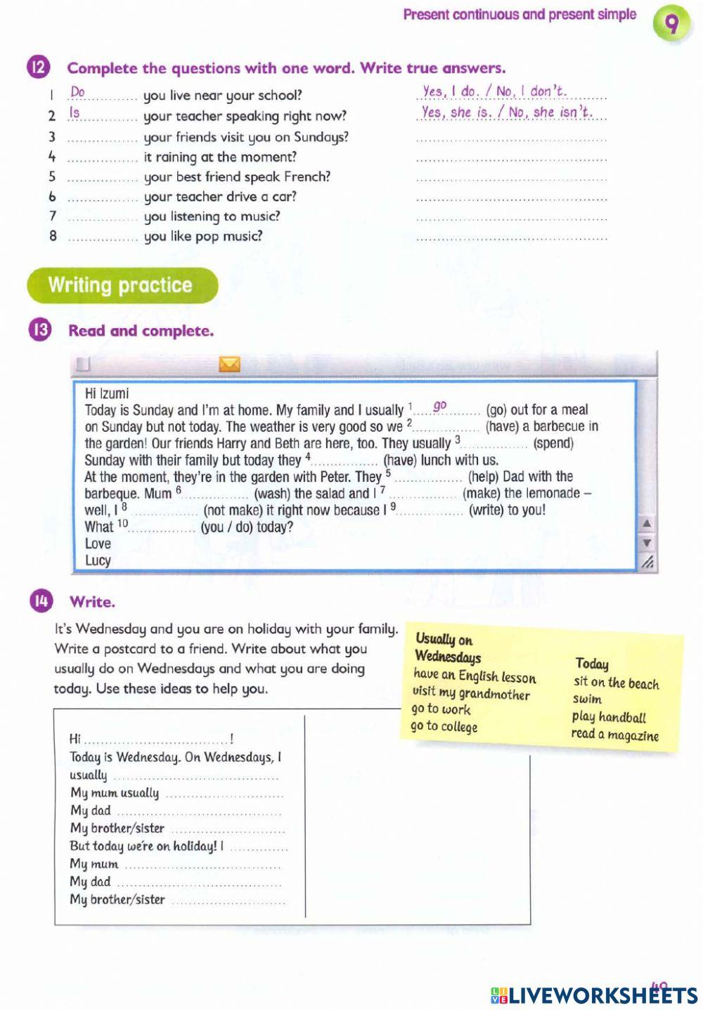 Present simple and present continuous