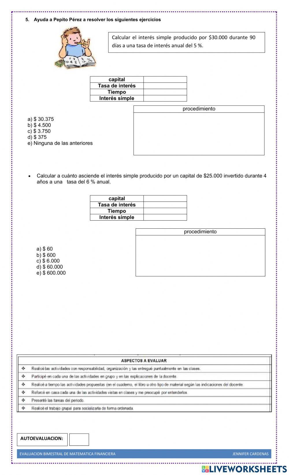 EVALUACION BIMESTRAL CUARTO PERIODO