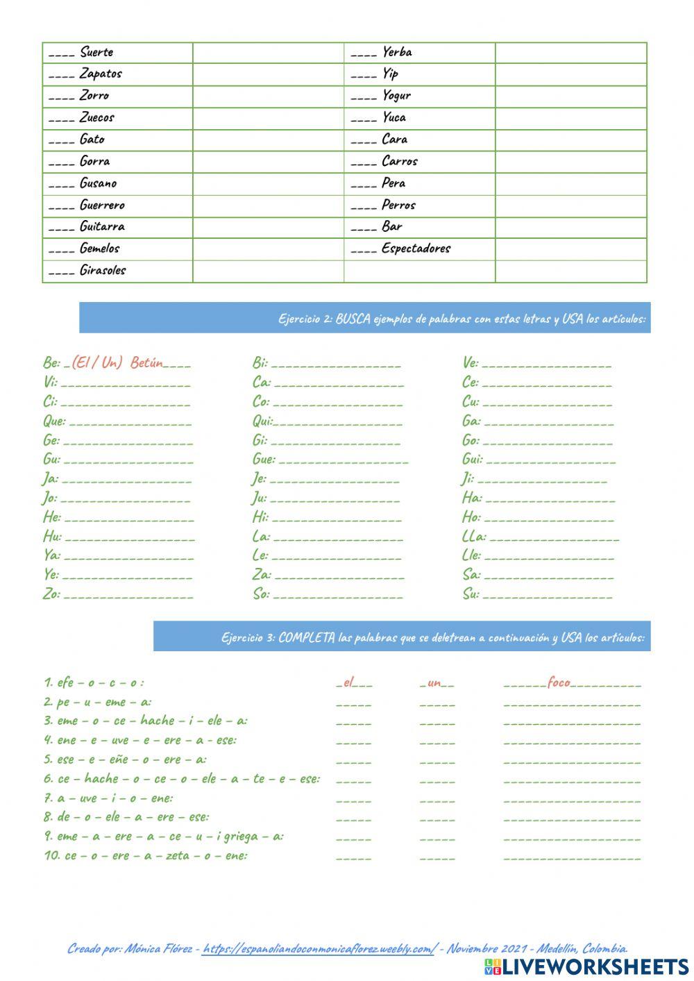 El alfabeto, los sonidos y objetos comunes