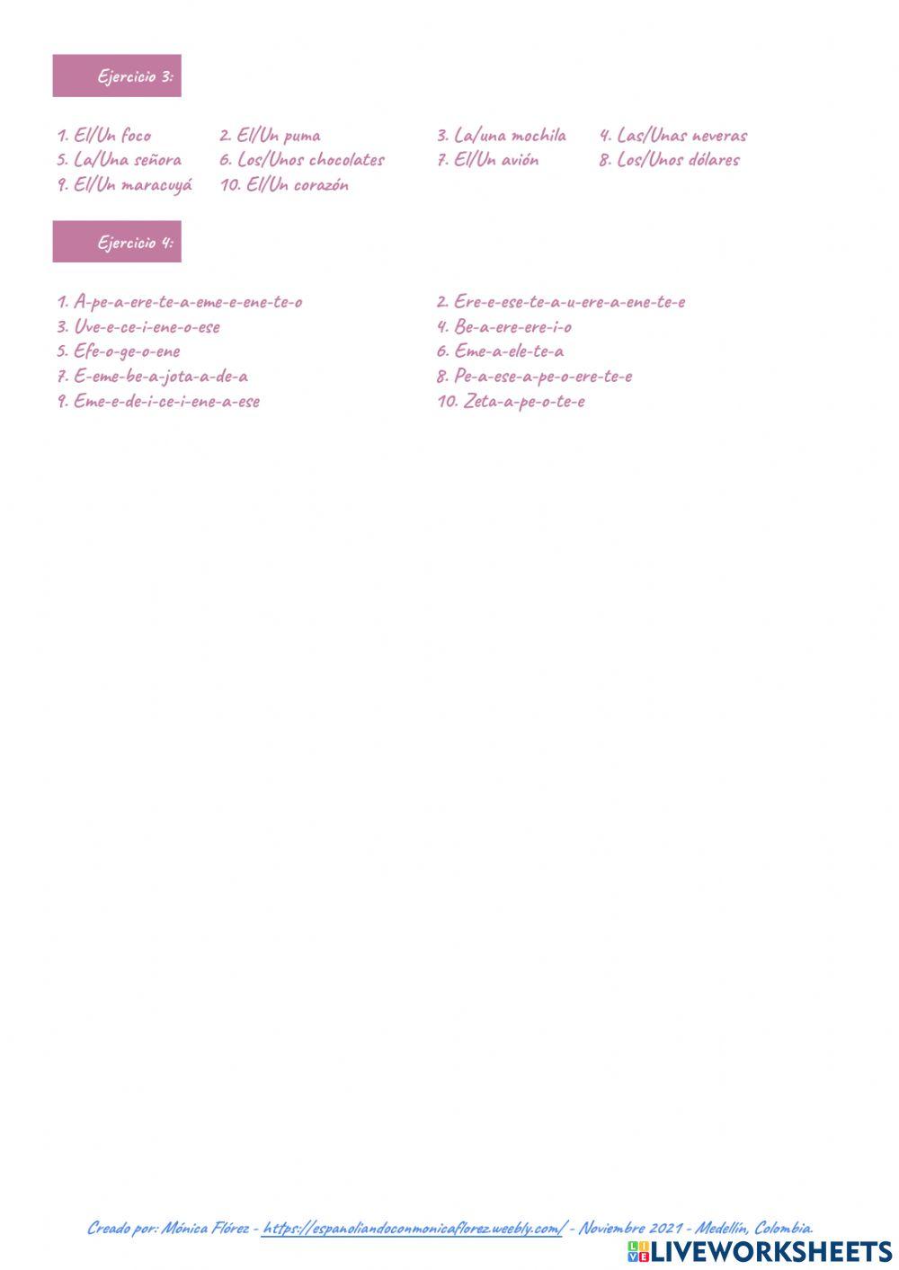 El alfabeto, los sonidos y objetos comunes