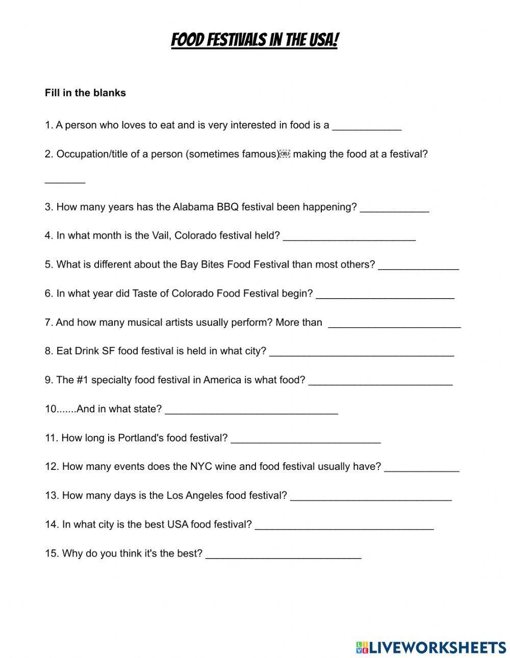 Food Festivals in the USA