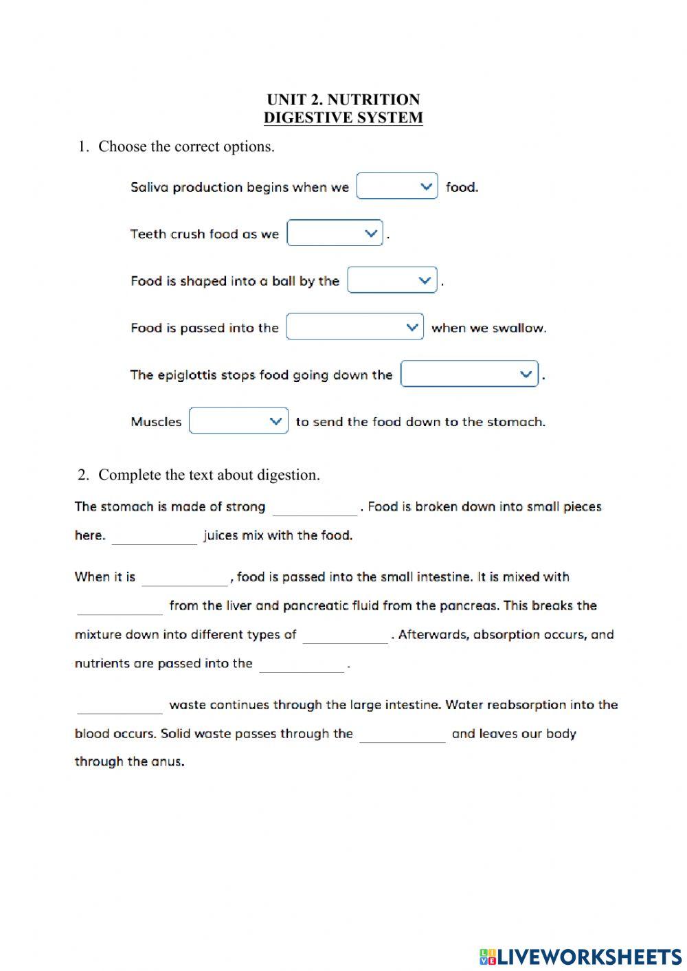 2.2 Nutrition. Digestive System