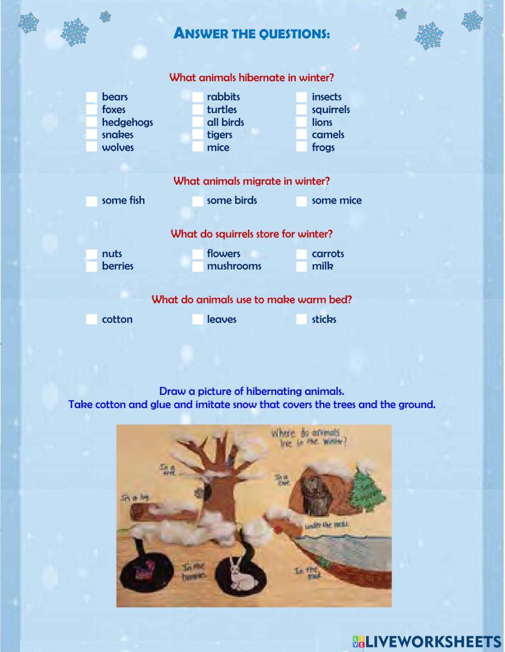 Hibernating Animals Worksheet