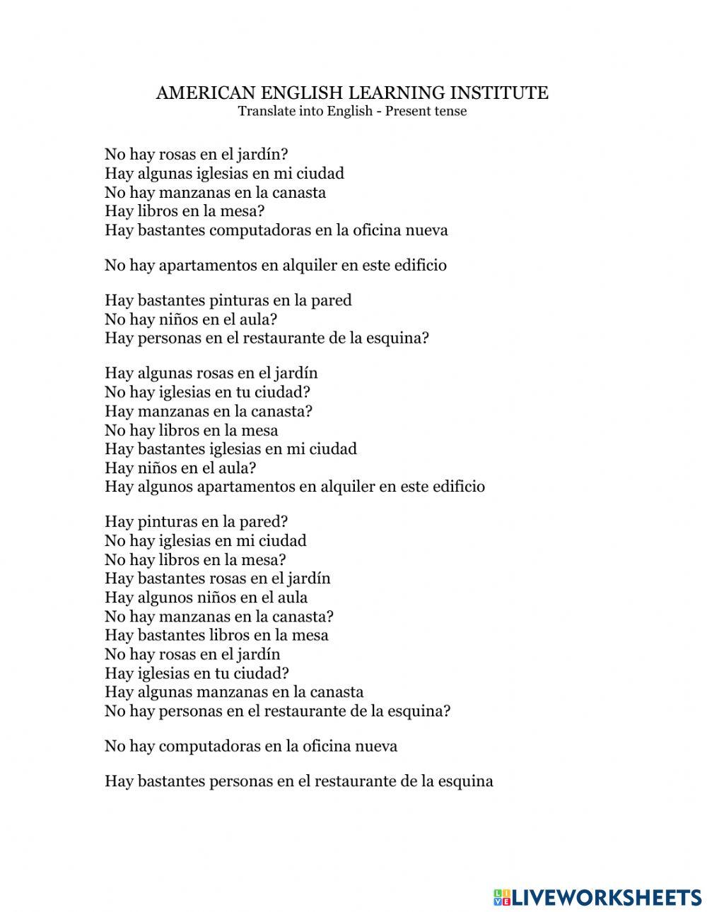 13 There are - Present tense