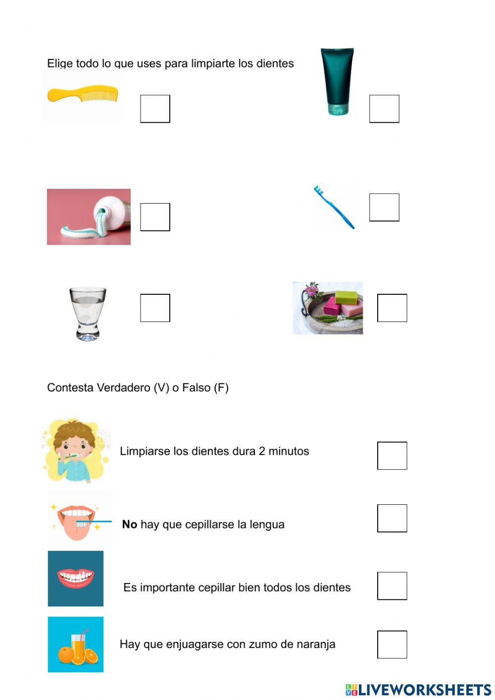 Nos lavamos los dientes