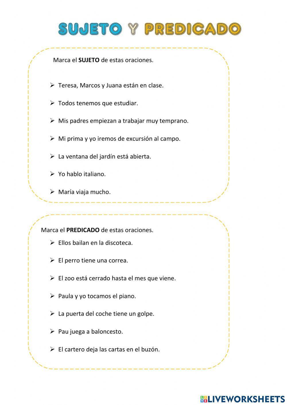 Sujeto y predicado 1