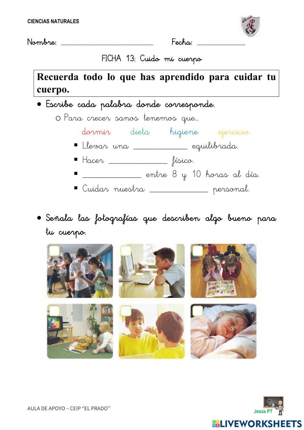 Ficha 13 Cuido mi cuerpo-1EP-Ciencias Naturales Ficha 13 Cuido mi cuerpo-1EP-Ciencias Naturales