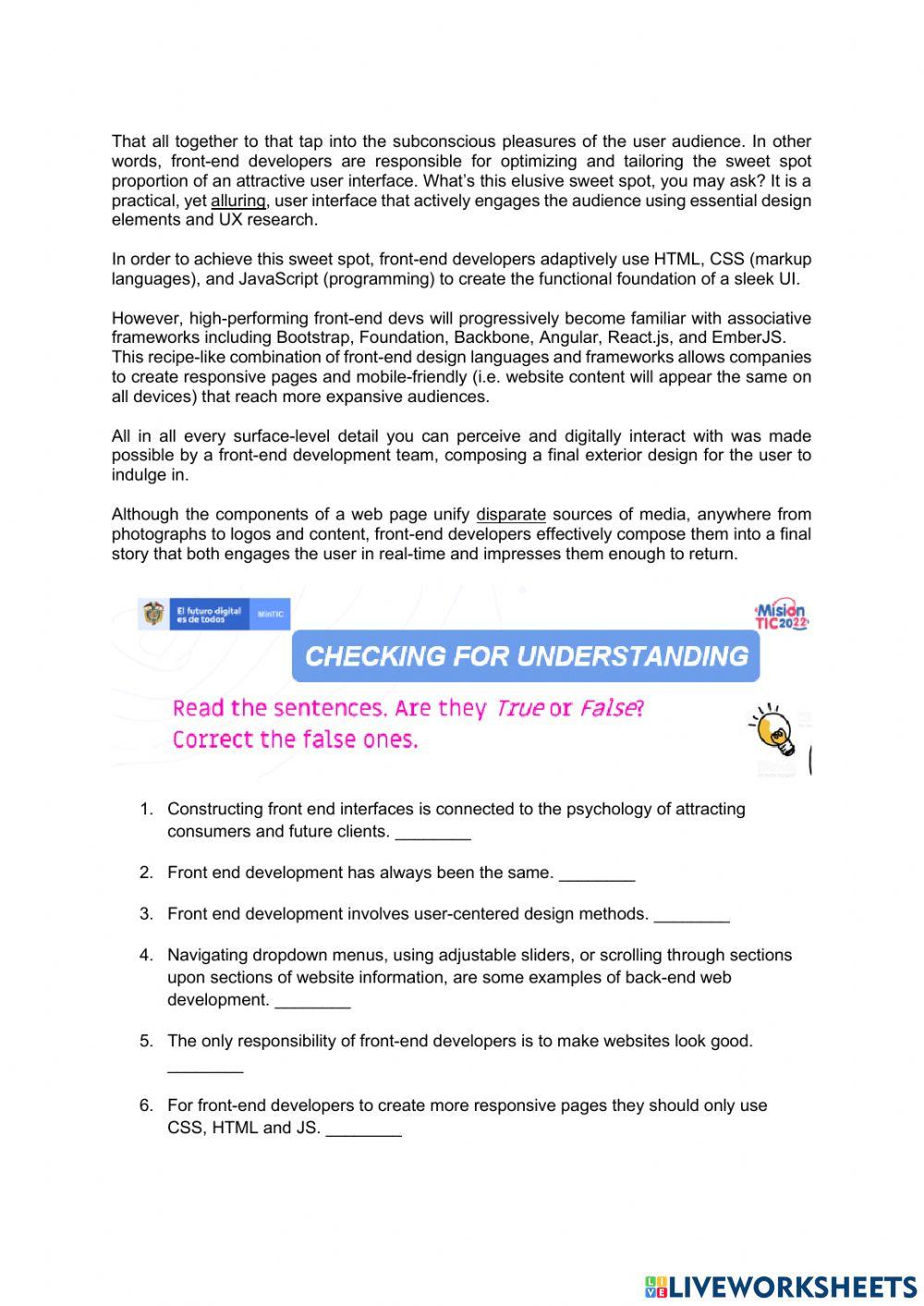 Programming interactive activity | Live Worksheets