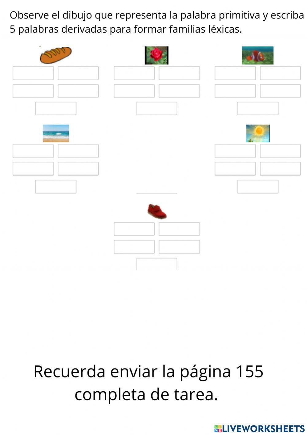 Adverbios y familias lexicas tarea -4 español 5°