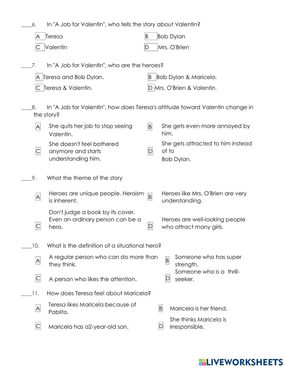 8-A Job for Valentin 15 qs.