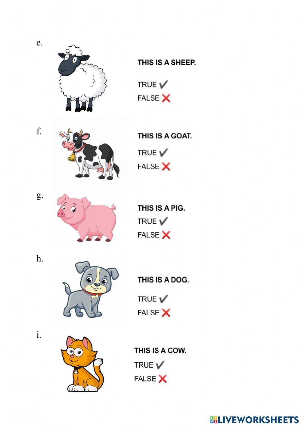 TRUE OR FALSE? FARM ANIMALS online exercise for | Live Worksheets