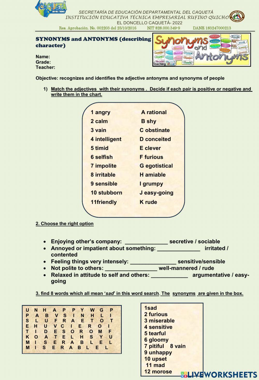 Sinónimos y antónimos