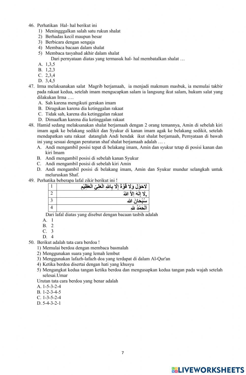 Fikih PAS Gasal Kls 7